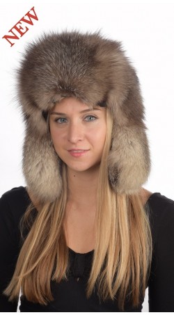 Crystal fox fur hat Russian style